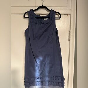 Ann Taylor Loft Blue Ruffle Hem Sleeveless Shift Dress Sz 8 NWT